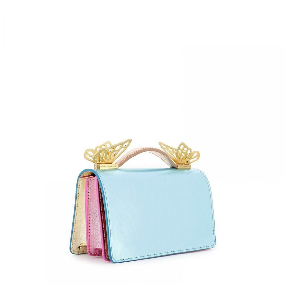 Sophia Webster Mariposa Mini Metallic Leather Shoulder Bag ~ Multi Metallic